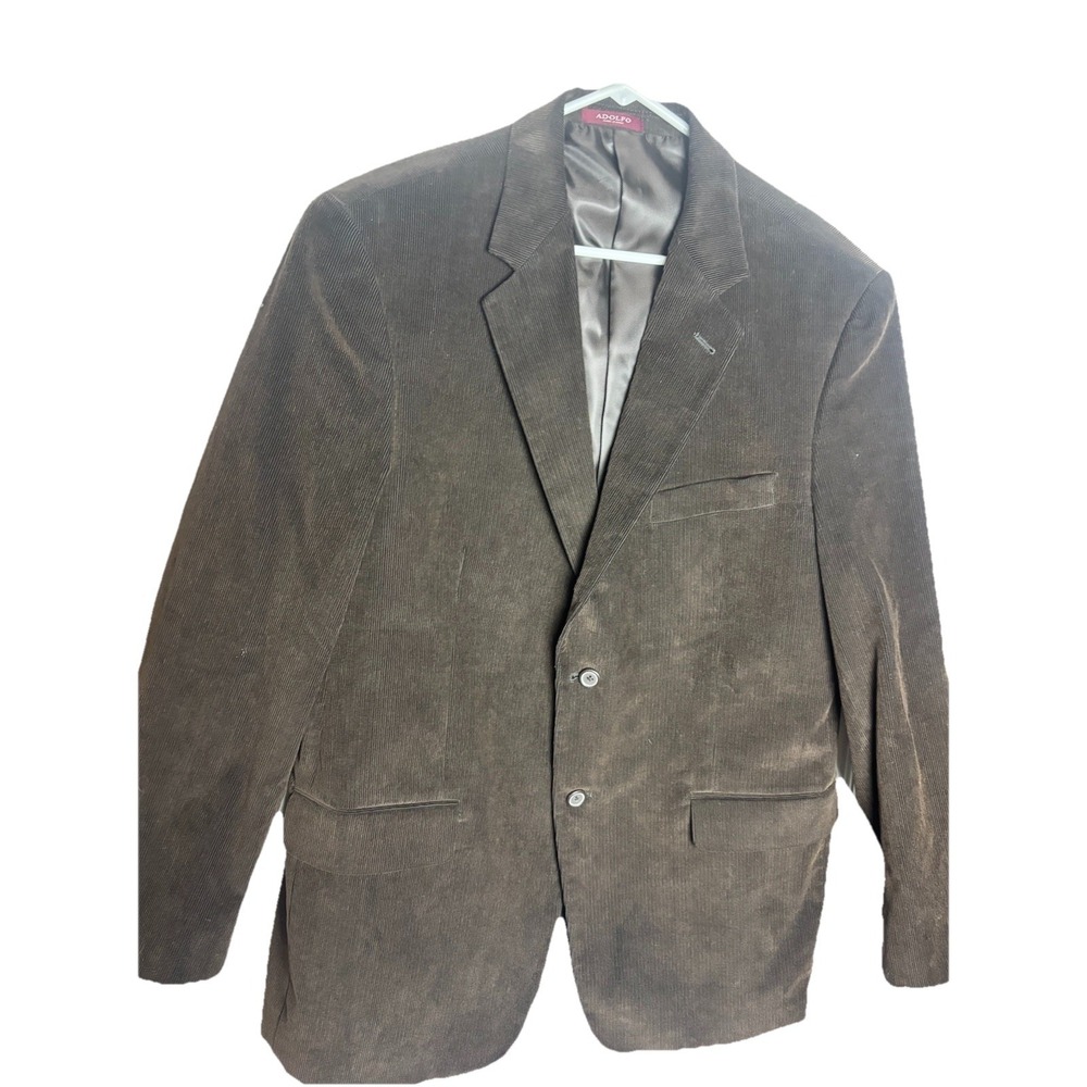 Adolfo Mens 42R Blazer Sport Coat Two Button Casual Jacket‎ Corduroy Suits